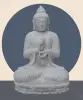 Product image 1 of the product “Seated Buddha made of Riverstone in Dharmachakra gesture of wheel of the teaching of the Dharma, H. 80cm. ”